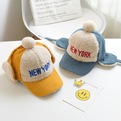 羊羔绒秋冬加厚保暖护耳婴儿帽