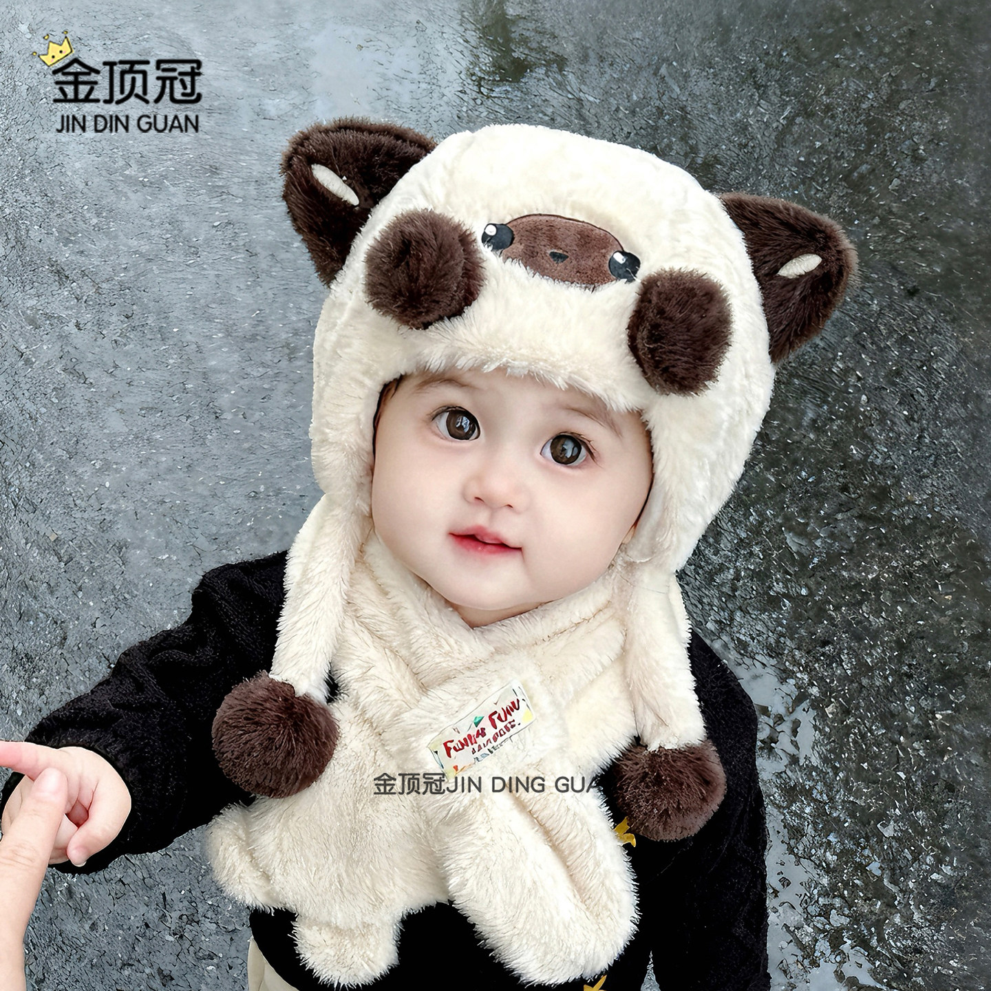 儿童帽子秋冬新款宝宝婴幼儿防风婴儿帽子围巾一体护耳帽男童女童,童装/婴儿装/亲子装,帽子,淘宝优惠券,粉丝福利购,淘宝优惠卷
