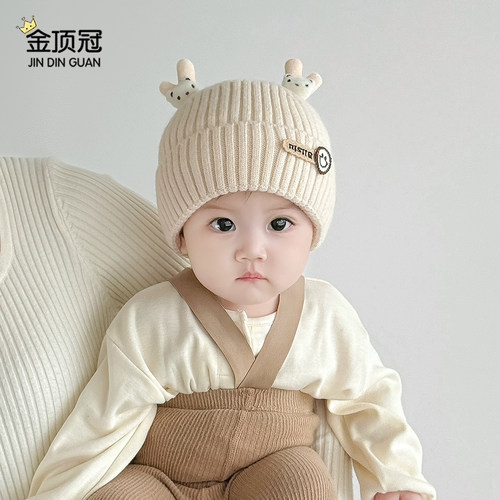 婴儿超萌加厚触角针织帽