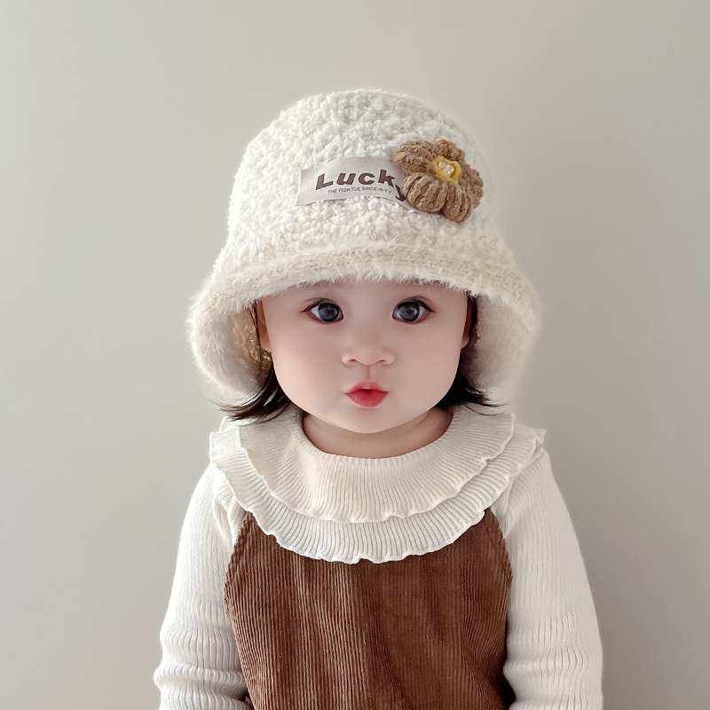 儿童帽子秋冬季女童水桶帽毛绒渔夫帽女孩保暖毛线帽宝宝针织帽潮