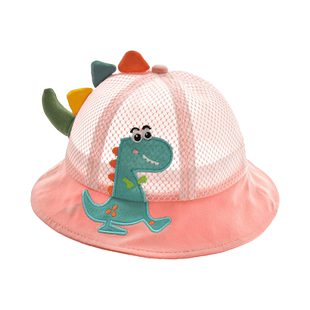宝宝帽子夏季薄款恐龙网眼男女儿童渔夫帽春秋透气婴儿遮阳防晒帽