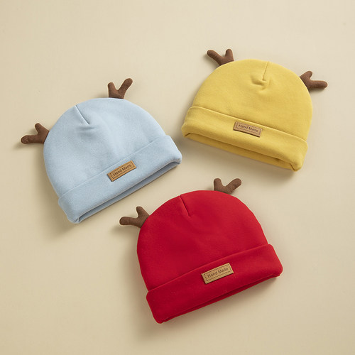 专为新生儿设计秋冬款加厚纯棉帽