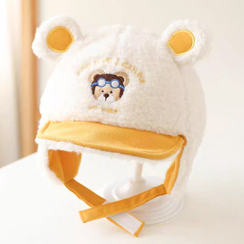 金顶冠可爱加绒保暖毛线帽