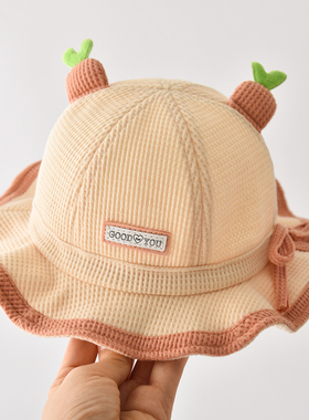 宝宝帽子春秋渔夫帽新款儿童帽子女童防晒帽可调节婴幼儿盆帽女宝