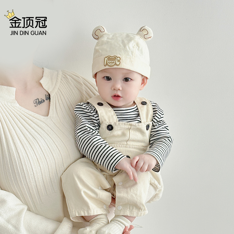 婴儿帽子春夏季薄款男宝宝海盗帽可爱超萌小月龄地主帽外出瓜皮帽