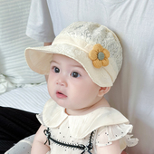 婴儿帽子夏季 宝宝遮阳帽儿童大檐小月龄公主帽胎帽鸭舌防晒帽 薄款