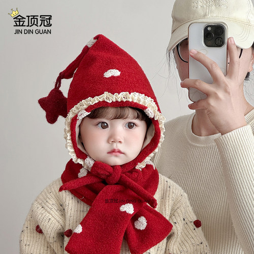儿童帽子秋冬季圣诞毛线帽