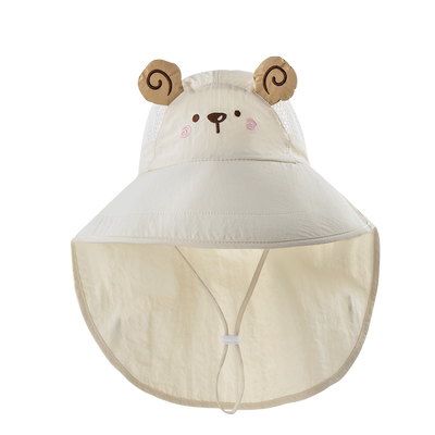 儿童防晒帽夏季大檐披肩韩版男女童透气网眼宝宝遮阳帽户外太阳帽