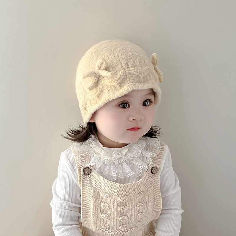 金顶冠可爱加绒保暖毛线帽