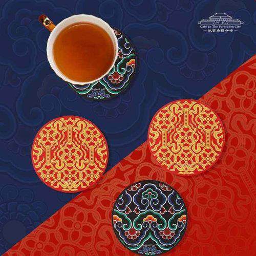 新故宫角楼咖啡600年紫禁建筑纹样杯垫办公家用隔热防滑垫创意礼