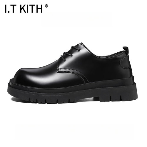 I.T KITH男鞋2025新款皮鞋潮流黑色英伦风商务正装休闲德比鞋