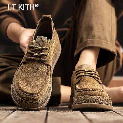 I.T KITH秋季男鞋2025新款百搭覆古运动板鞋男士翻毛皮休闲工作乐