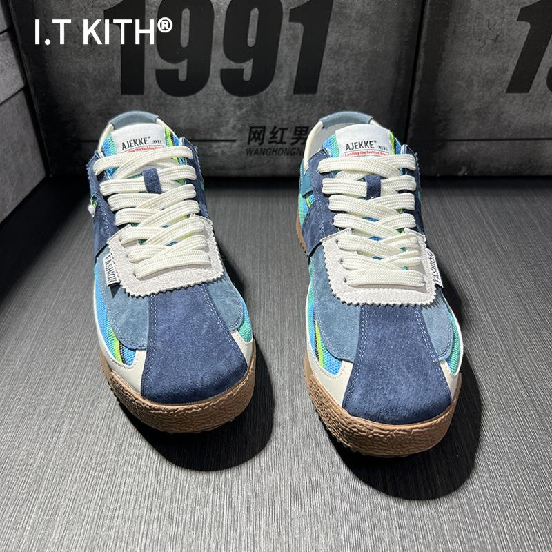 I.T KITH阿甘鞋2025秋季新款拼色条纹透气布面时尚潮流百搭休闲鞋