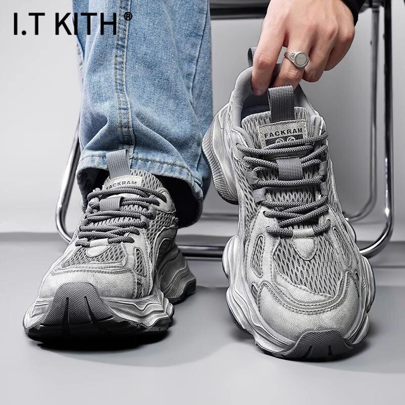 I.T KITH老爹鞋男2025夏季潮牌高级感复古做旧青少年厚底增高