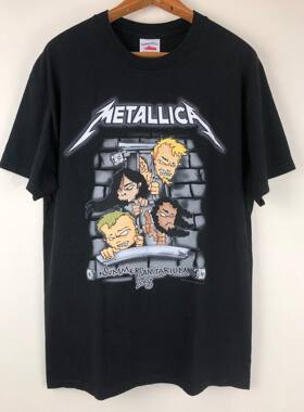 金属乐队美式古着Vintag metallica 嘻哈摇滚短袖T恤 美潮 hiphop
