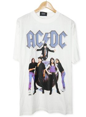 美式古着vintage ACDC摇滚乐队嘻哈阿美咔叽中性宽松经典短袖T恤