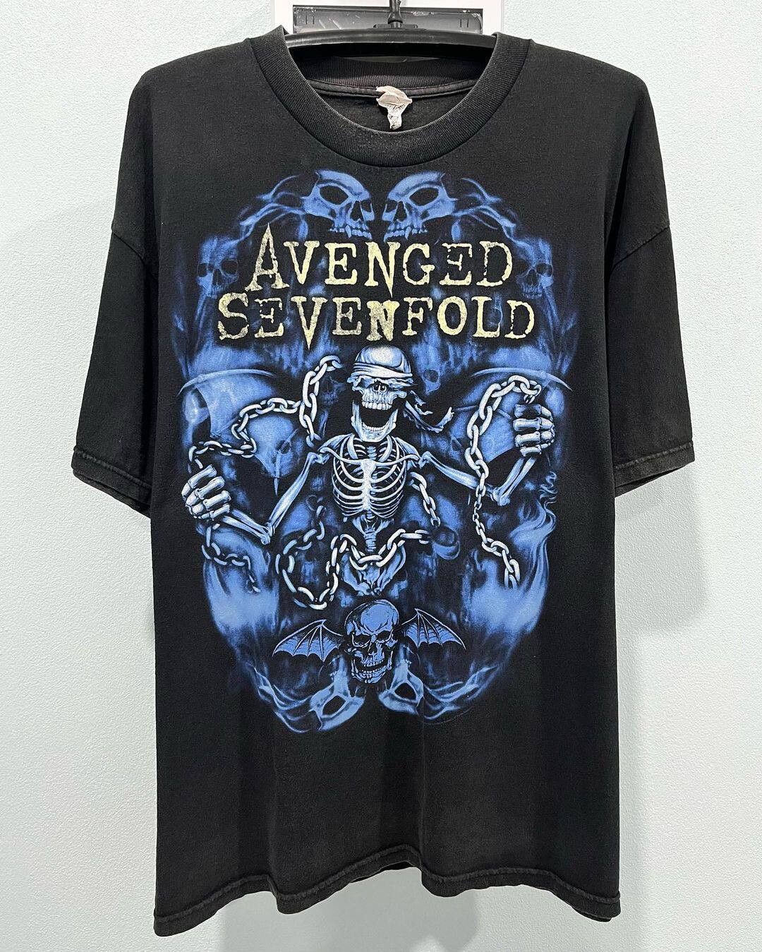 美式古着vintag Avenged Sevenfold七级炼狱嘻哈摇滚宽松复古短袖