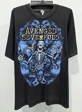 美式古着vintag Avenged Sevenfold七级炼狱嘻哈摇滚宽松复古短袖