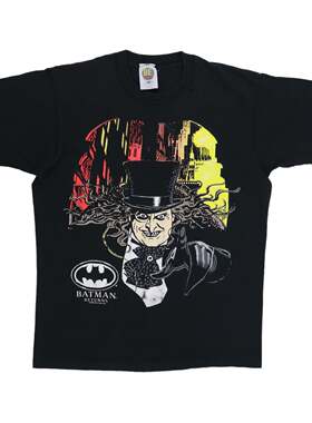 美式古着Vintag 大码短袖T恤复古宽松Batman The Penguin Shirt
