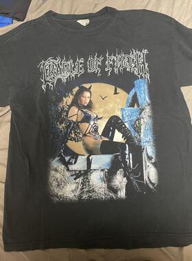 vintage Cradle of​ filth恶灵天摇滚超酷短袖T恤复古嘻哈街头