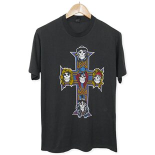 美式古着vintage Guns N Roses枪与玫瑰摇滚复古T恤宽松嘻哈短袖