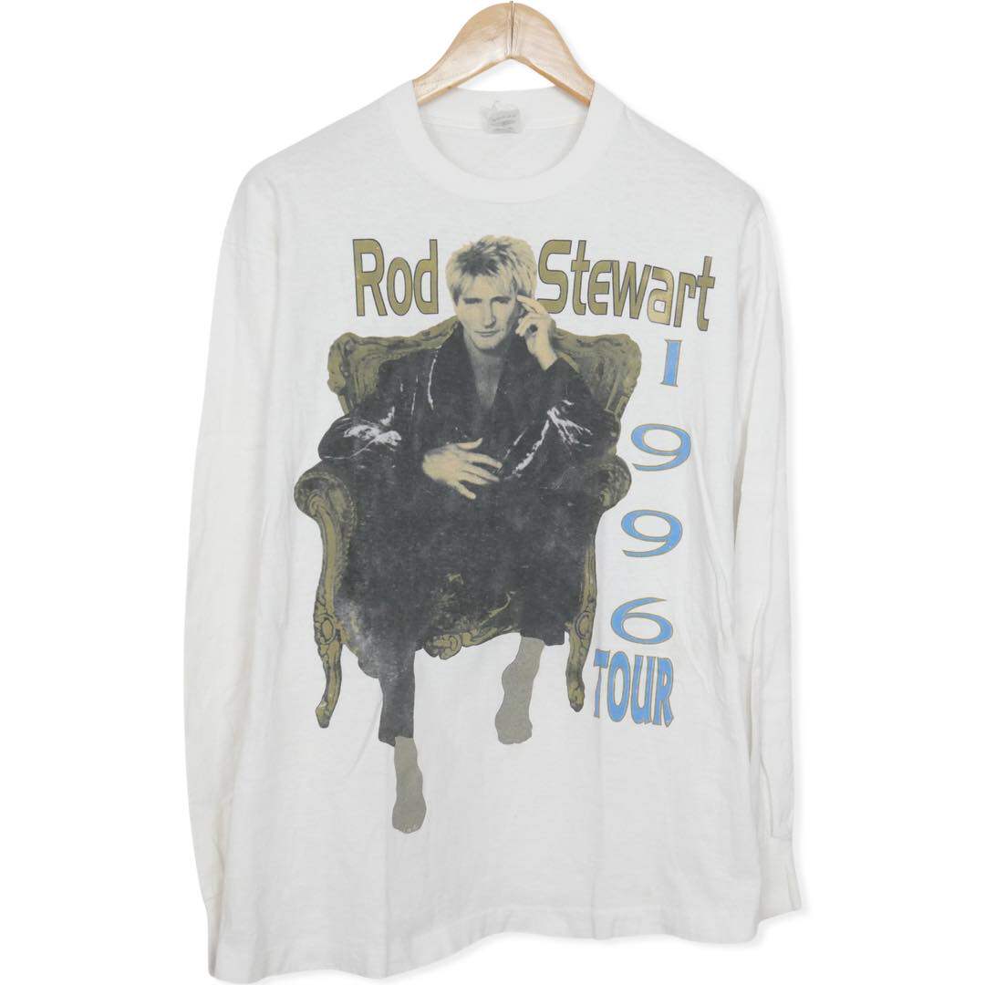 美式古着vintage Rod Stewart 洛史都华ins风白色宽松休闲经典tee