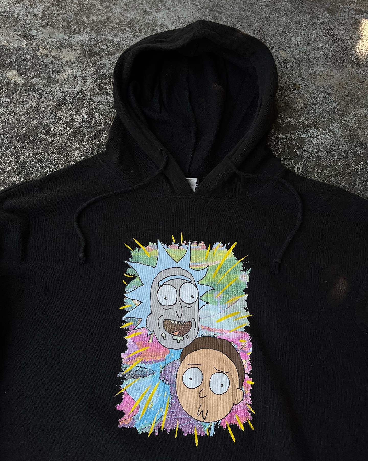 美式古着vintage瑞克与莫蒂rickandmorty金属黑暗系潮牌连帽卫衣