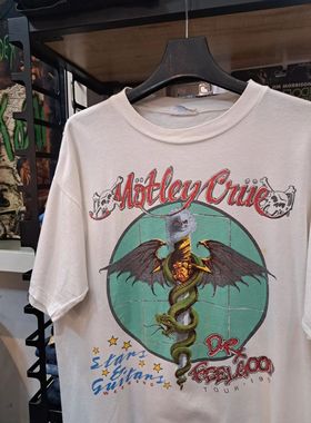 美式古着Vintage 复古风纪念1990年代巡回演唱会MOTLEY CR UET恤