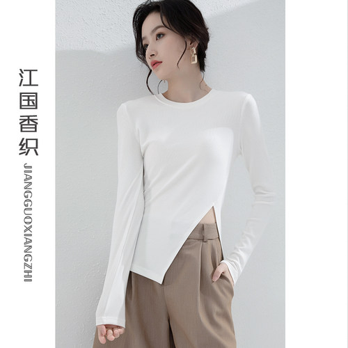 江国香织长袖通勤薄款开叉修身