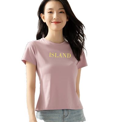纯棉短袖t恤女夏季字母印花修身