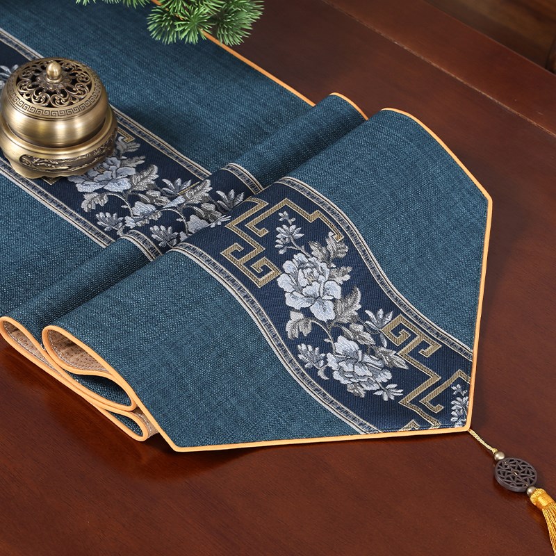 新中式桌旗c禅意茶席感长条桌垫盖布防水茶几垫布桌布茶桌茶垫茶