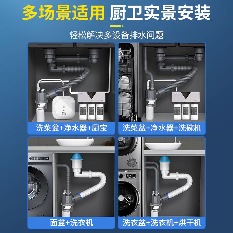 厨房下水管三通分水器排