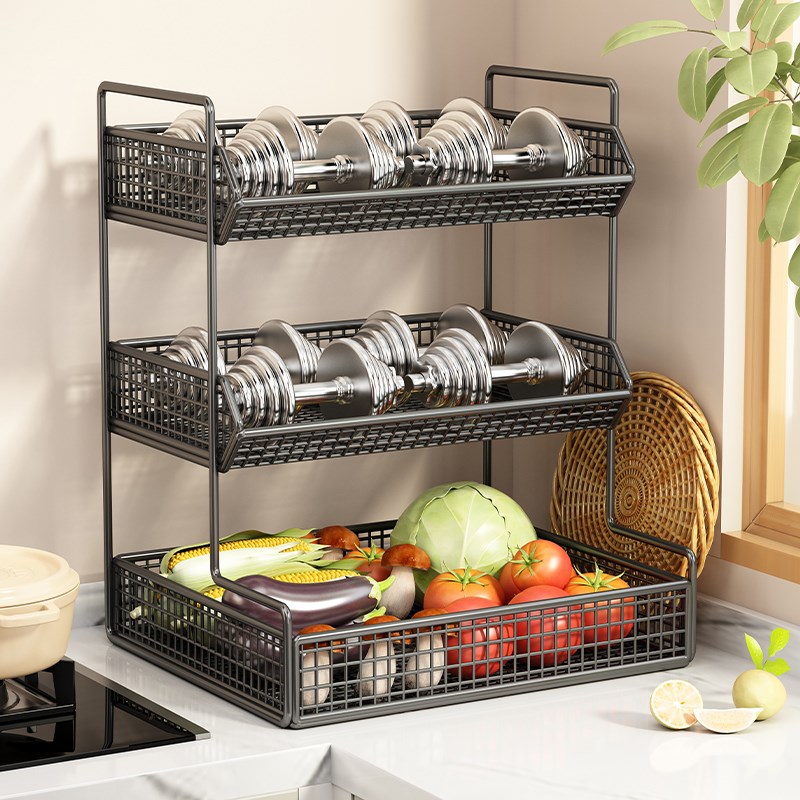 厨房台面置物架多k功能收纳架桌面上多层蔬菜水果蒜姜大蒜储物架