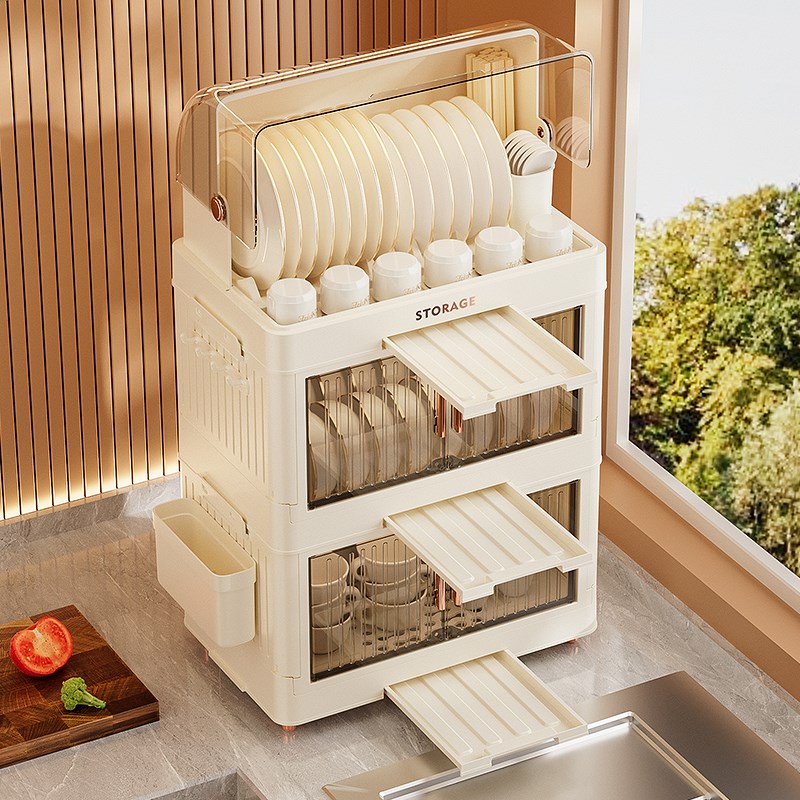 厨房碗筷收纳盒碗碟收纳架家用碗架放餐具盘子置物U架沥水双层碗