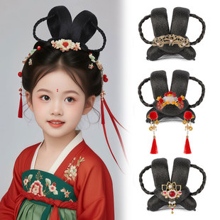 儿童表演演出汉服假发古风盘发发包古典舞造型古装发髻头饰垫发包