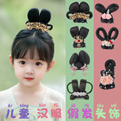 儿童汉服假发抓夹古风盘发发包女童古装 发髻头饰古典舞表演发型女