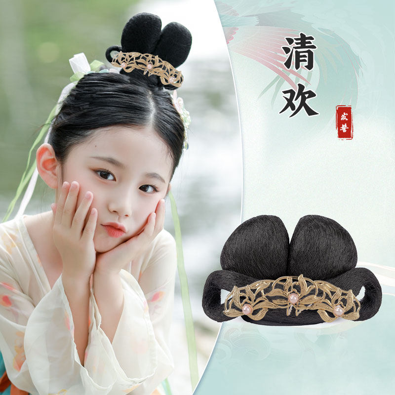 儿童古风汉服假发包发髻女童发饰古装盘发一体式造型头饰垫发包,美发护发/假发,发包/丸子,淘宝优惠券,粉丝福利购,淘宝优惠卷