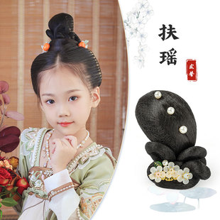 儿童汉服假发包头饰古装古典舞演出古风发髻民族风盘发造型垫发包