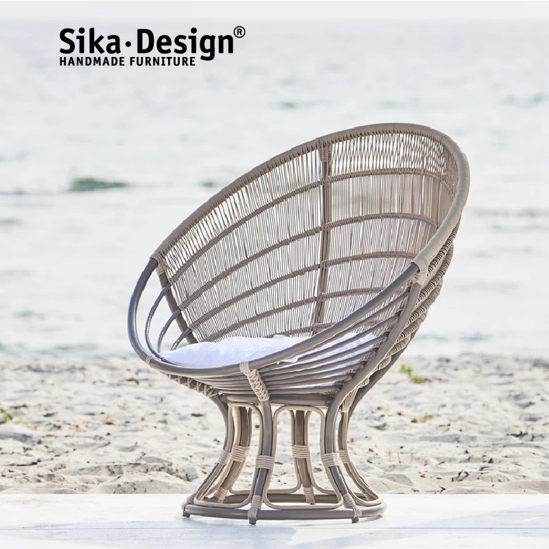 Sikadesign丹麦手工藤编休闲椅北欧设计ins风铝制Luna sun chair
