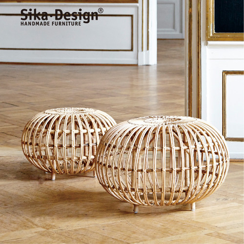 Sikadesign丹麦手工藤编坐墩边几设计师款北欧ins自然风Ottoman