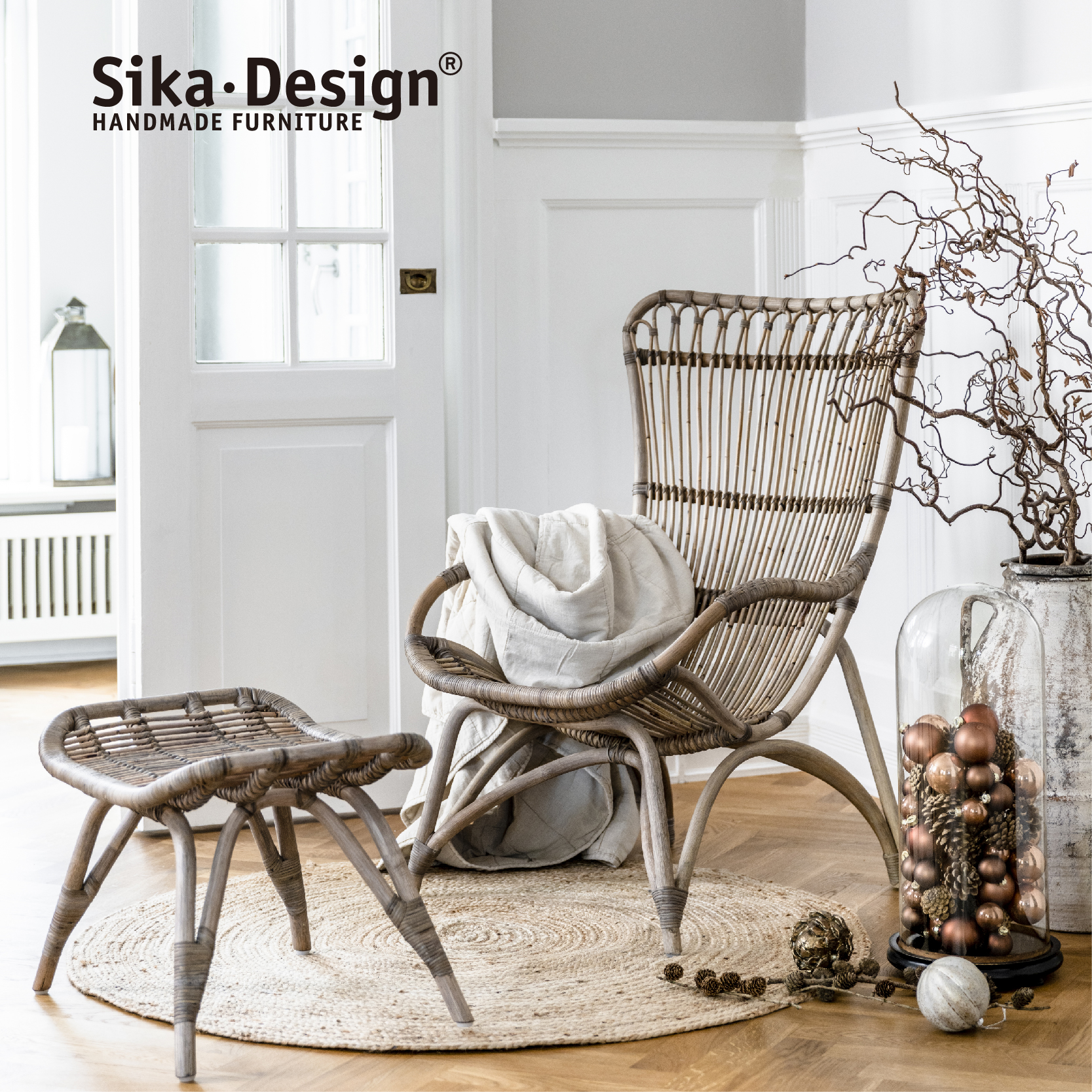 Sika design天然藤编藤椅休闲椅设计师款Monet chair丹麦进口家具