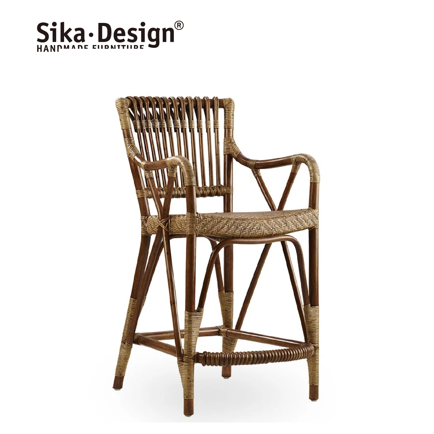 Sikadesign丹麦手工藤编休闲吧椅经典款北欧设计ins自然风Blues