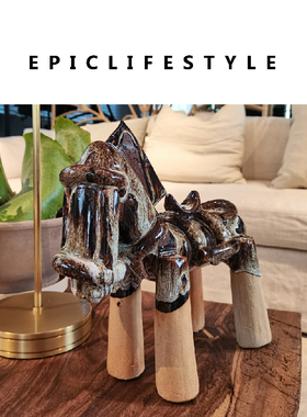 东方手工陶土艺术风摆件