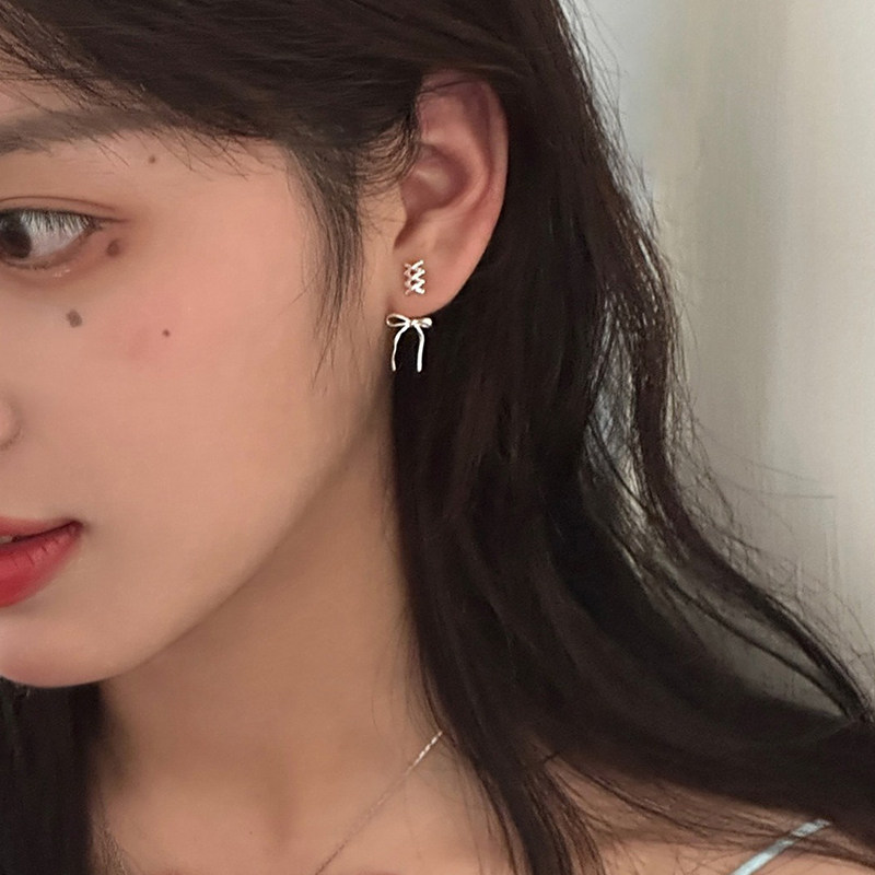 Surprise 925纯银蝴蝶结耳钉女新款爆款小众高级感冷淡风耳环耳饰