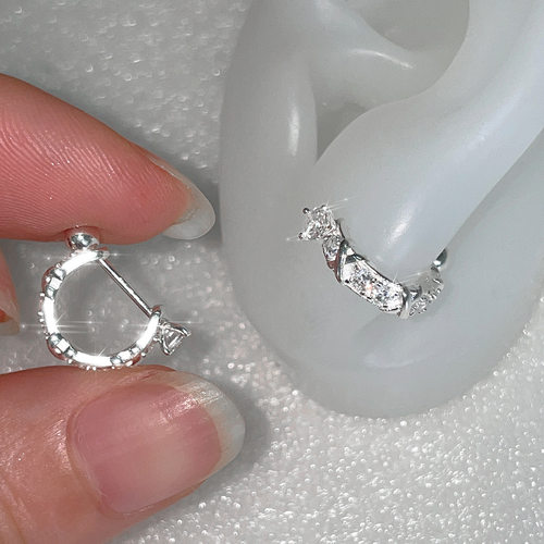 Surprise 999纯银针直针耳环女小众d型高级感耳骨圈螺丝拧扣耳饰