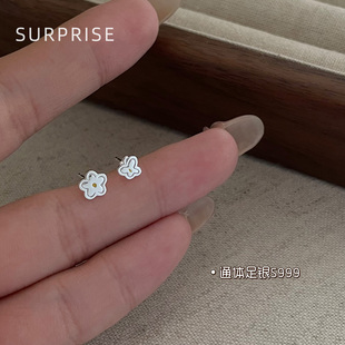 Surprise 999纯银蝴蝶花朵耳钉女养耳洞睡觉免摘小巧高级感耳骨钉