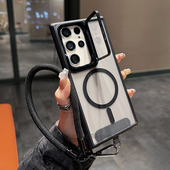 翻盖护镜防摔壳适用于三星S25镜头支架S24Ultra手机壳S23FE磁吸充电S25 edge简约S23Ultra防摔高级保护套男女