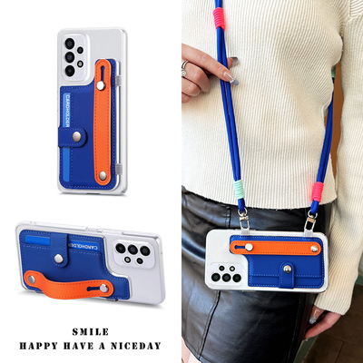 卡包腕带支架适用三星Galaxy S25 Ultra手机壳s24plus高级感s23fe防摔s23+全包s22ultra保护套s21fe女s20新款