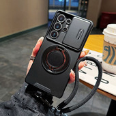 适用三星Galaxy S25Ultra推窗镜头手机壳S24Plus磁吸支架A17创意S23全包镜头S20FE高级感A56防摔新款 A55带绳