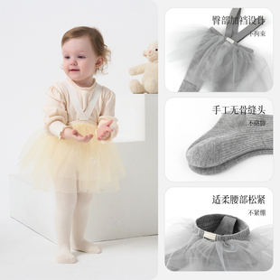 婴儿打底裤裙裤假两件儿童连体裤袜春秋女宝弹力网纱薄款裤裙春装